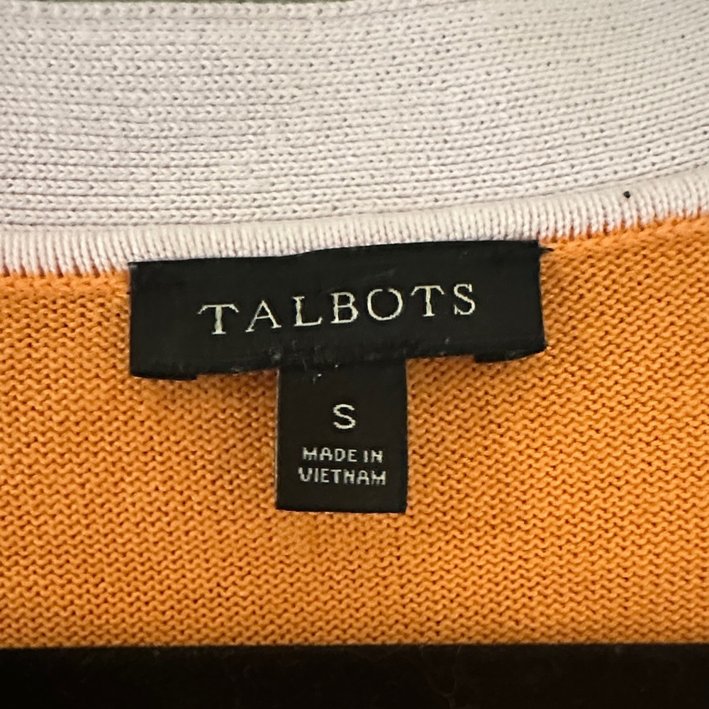 Talbots Orange & Light Pink Colorblock Cardigan Sweater - Picture 3 of 6